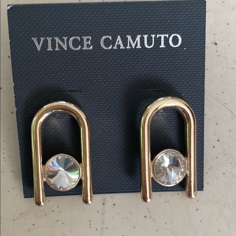Vince Camuto Gold Earrings with Clear Stones